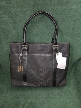 New Worthington Black Fabric Top Handle Tote Purse / Laptop Tote Bag